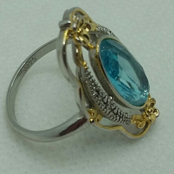 Sterling silver topaz antique style ring - Picture 3 of 5